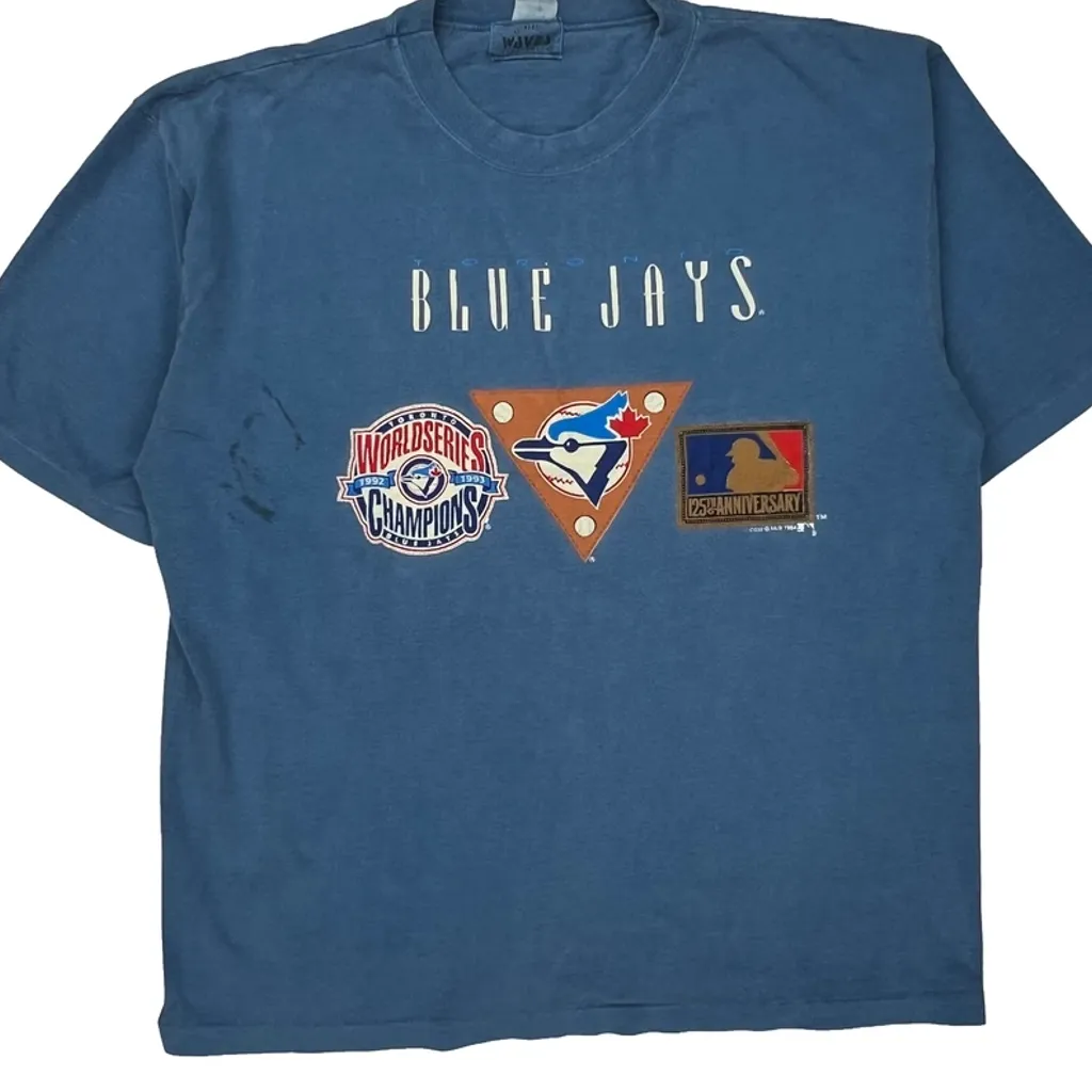 Blue Jays Waves Graphic T-Shirt - 2XL Blue Cotton - Image 4