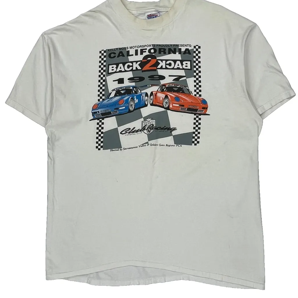 California Back 2 Back 1997 Hanes Graphic T-Shirt - XL White Cotton - Image 5