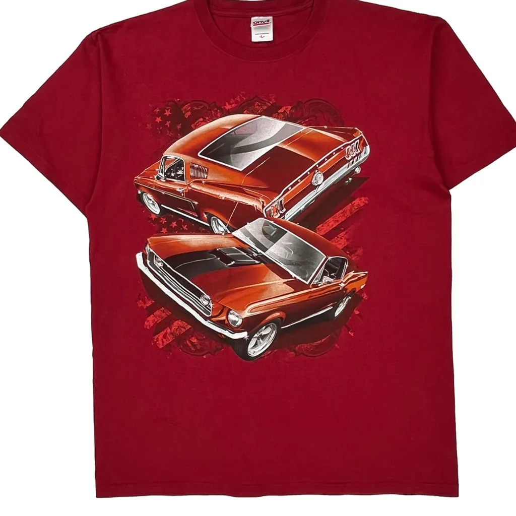 Ford Anvil Graphic T-Shirt - Large Red Cotton - Image 5