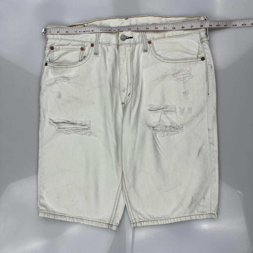 Levis Denim Shorts - 32W 10L White Cotton - Image 3