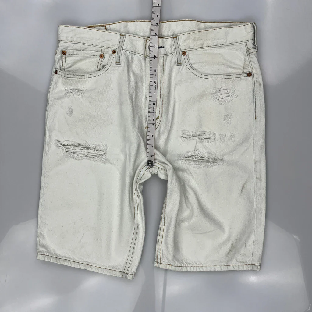 Levis Denim Shorts - 32W 10L White Cotton - Image 4