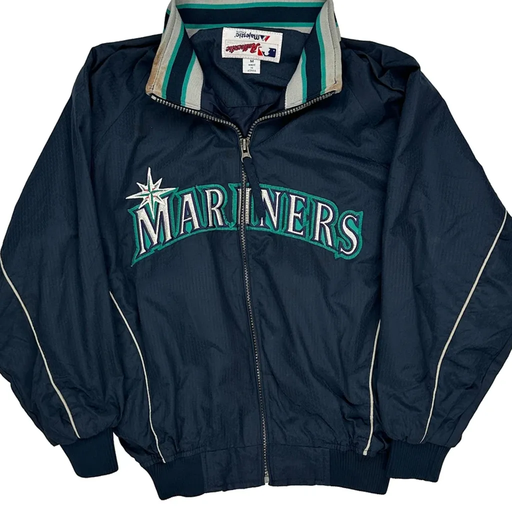 Mariners Majestic Mlb Baseball Jacket - Medium Navy Polyester - Image 4