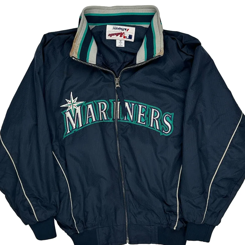 Mariners Majestic Mlb Baseball Jacket - Medium Navy Polyester - Image 5