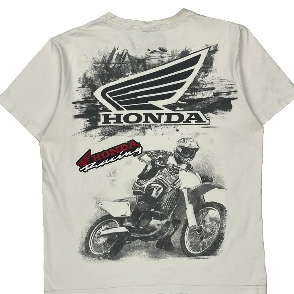 Motocross Honda Racing Graphic T-Shirt - Large Cream Cotton - Image 6