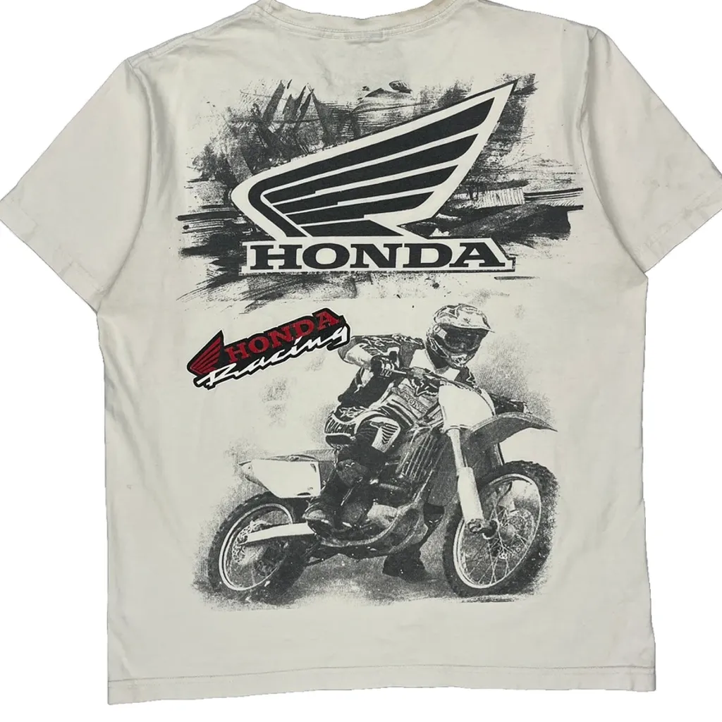 Motocross Honda Racing Graphic T-Shirt - Large Cream Cotton - Image 7