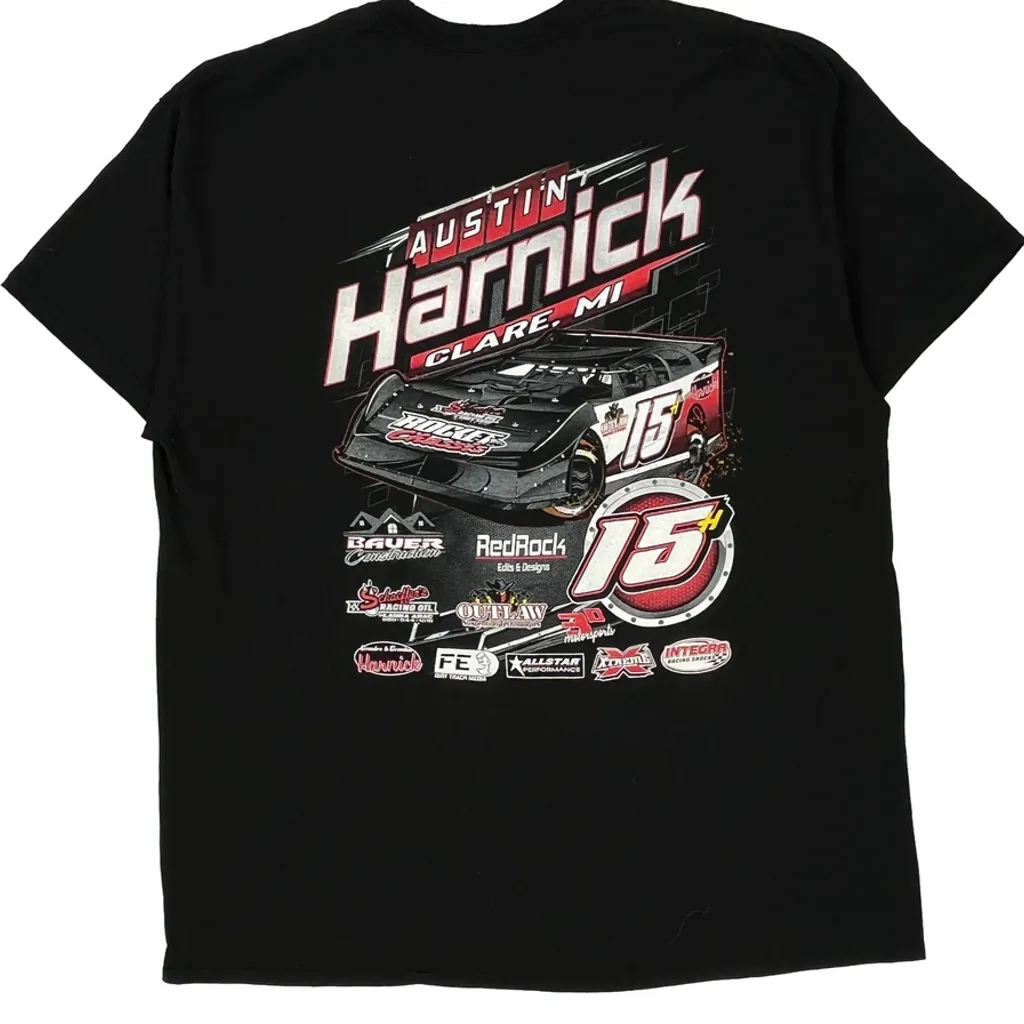 Racing Gildan Graphic T-Shirt - XL Black Cotton - Image 7