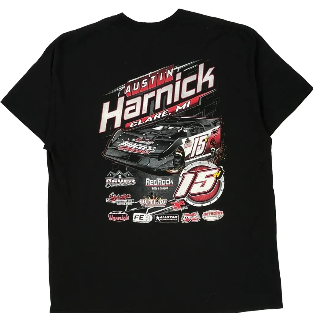 Racing Gildan Graphic T-Shirt - XL Black Cotton - Image 8